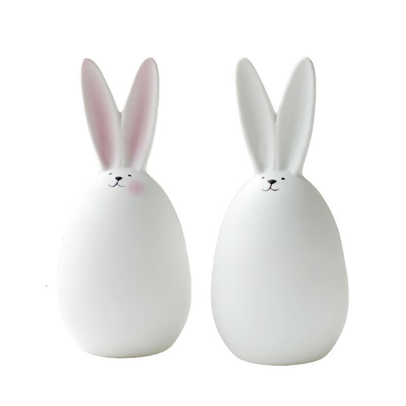 北欧创意可爱小动物客厅迷你陶瓷兔子摆件ins简约现代装家居饰品三维