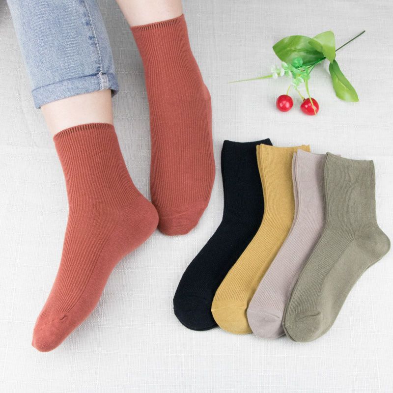 精梳棉女袜中筒袜子女士韩版复古短袜学院风个性潮袜秋冬款双杠学院风