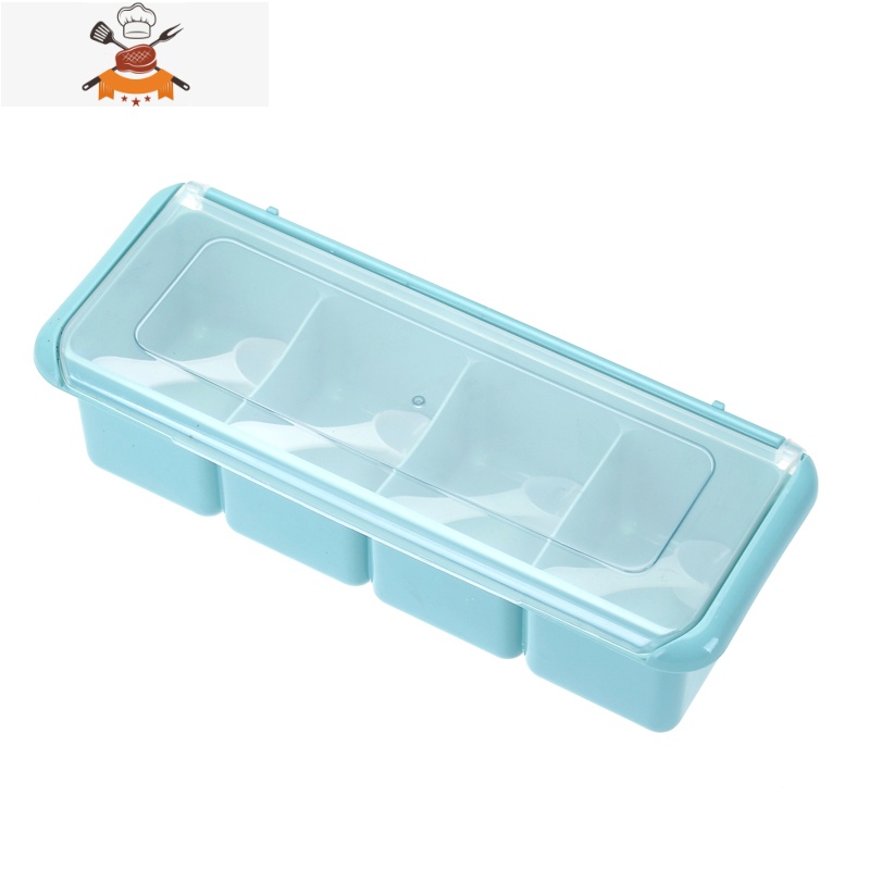 调料罐套装调味料罐子厨房用品带盖味精组合盐罐品佐料家用收纳盒 敬平 加厚款3格[蓝色]赠调味勺厨房收纳盒高清大图