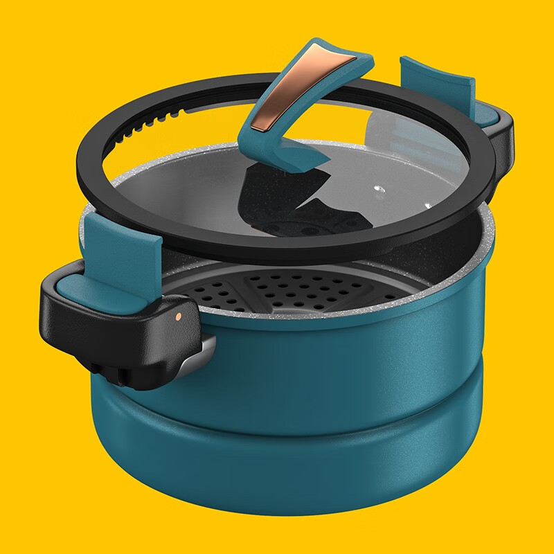 都市太太(Dstt)多功能微压汤锅微压料理锅燃气灶电磁炉24CM通用蓝色DSWYG24高清大图