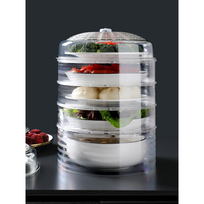 敬平(JING PING)菜罩饭菜食物罩防苍蝇蚊家用防尘餐桌饭罩子剩饭剩菜遮菜盖菜 组合4个装[透气盖*1+盘碟罩*高清大图