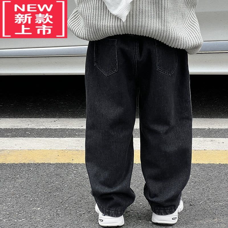 可莉允男童加绒直筒裤2022秋冬一体绒保暖牛仔裤中小童日韩休闲洋气百搭保暖裤图片