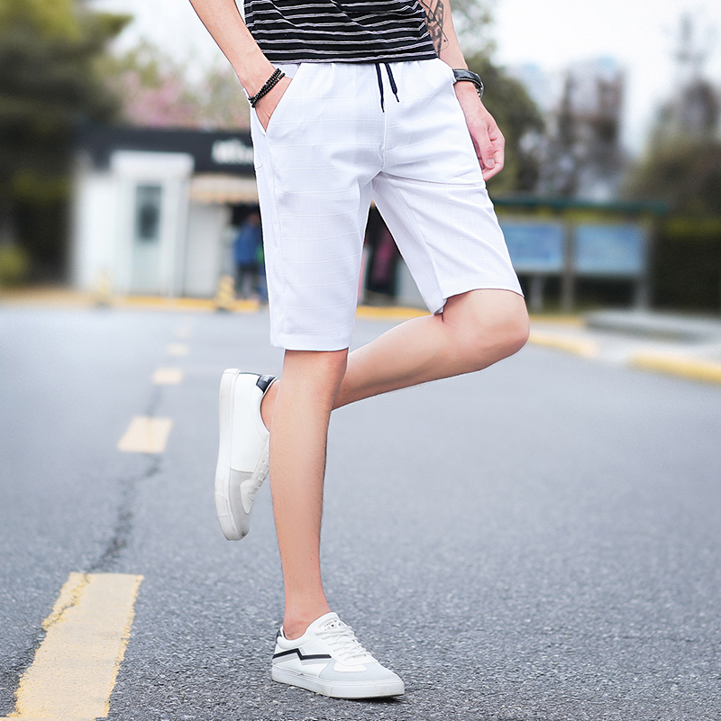夏季棉麻休闲短裤男中裤亚麻男裤薄款夏天裤子韩版修身帅气五分裤
