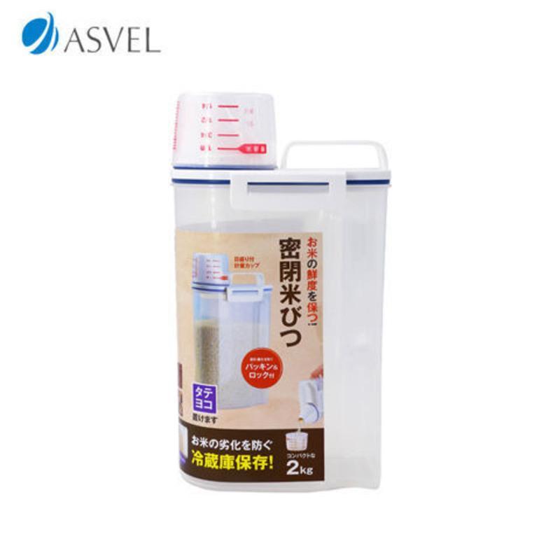 单个7509 ASVEL日式米桶储物罐储米箱五谷杂粮桶家用防潮防虫密封收纳量杯