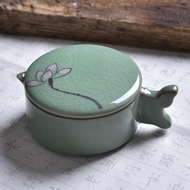 砚台陶瓷书法学生带盖砚台装墨汁文房四宝调色盘颜料碟多功能墨碟墨池