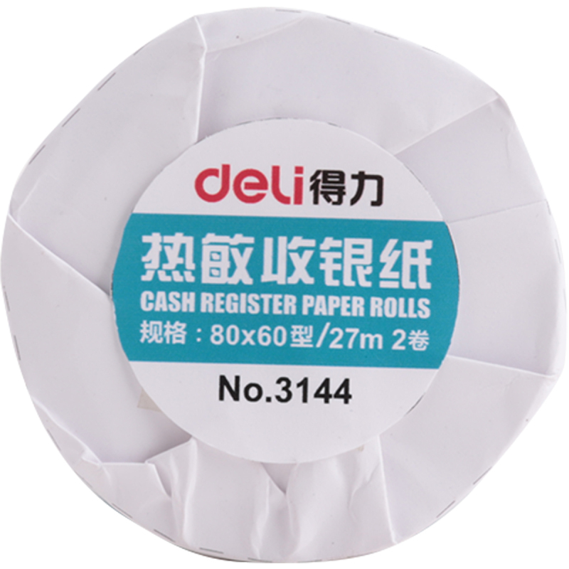 得力(deli) 3144 热敏收银纸80mm*60mm*27mm超市打印小票纸 XHJ(1卷/筒)