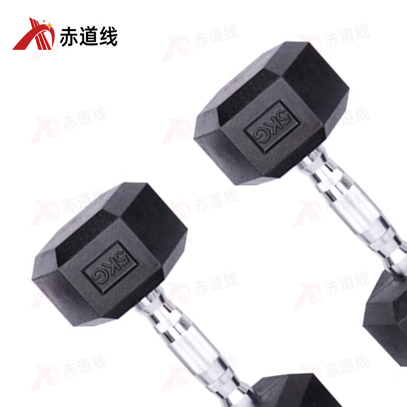 赤道线 六角哑铃举重练臂铸铁哑铃家用健身器材商用男士运动包胶哑铃5KG/对 CDX-1009S-YLL5高清大图