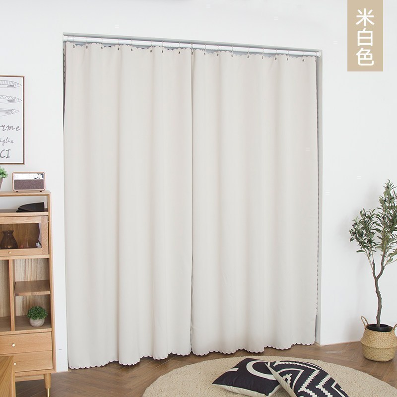 家柏饰(CORATED)免打孔安装窗帘隔断帘北欧简约现代卧室客厅出租房遮光隔热简易帘 米色 宽1.5*高2米单开送杆『适合宽90-110厘米』