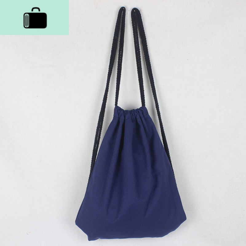 抽绳双肩包学生复古休闲男女黑白纯色涂鸦背包袋抽带袋帆布束口袋new