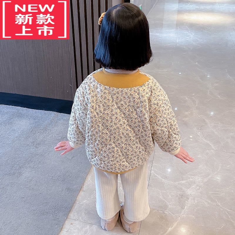 可莉允女童冬装棉袄202新款韩版儿童洋气碎花棉衣内胆时髦女孩保暖上衣棉服图片