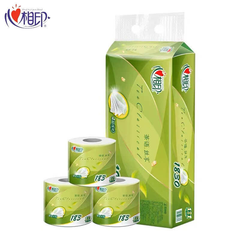 心相印BT2010 茶语丝享183克10粒装四层茶叶压花卷筒卫生纸 10卷*1提高清大图