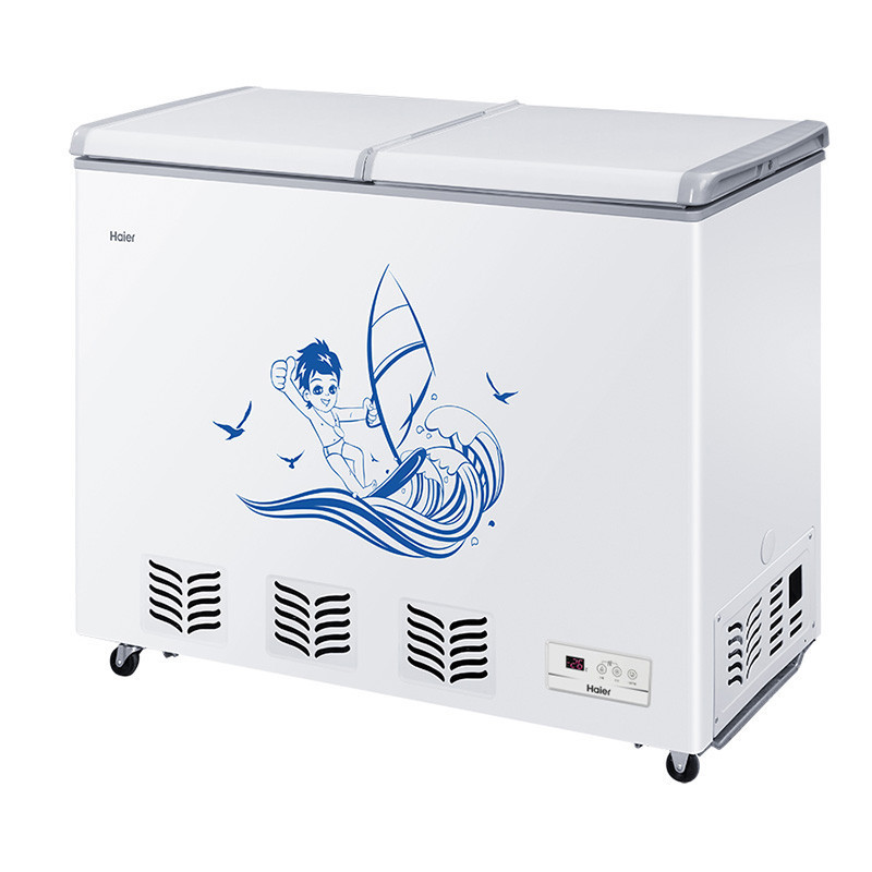 海尔(Haier)FCD-270SEE 270升 蝶形门卧式双温冰柜商用 侧掀门双温冷柜 家用商用二合一冰箱