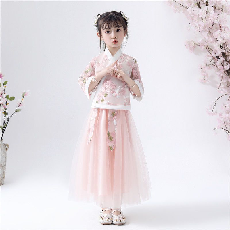 妍鸢中国风女童装汉服儿童古装超仙古风小女孩宝宝连衣裙唐装仙女夏装