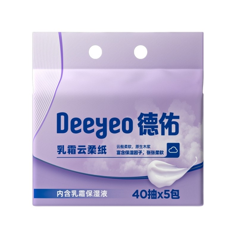 德佑乳霜云柔纸面巾40抽*5包*6提高清大图