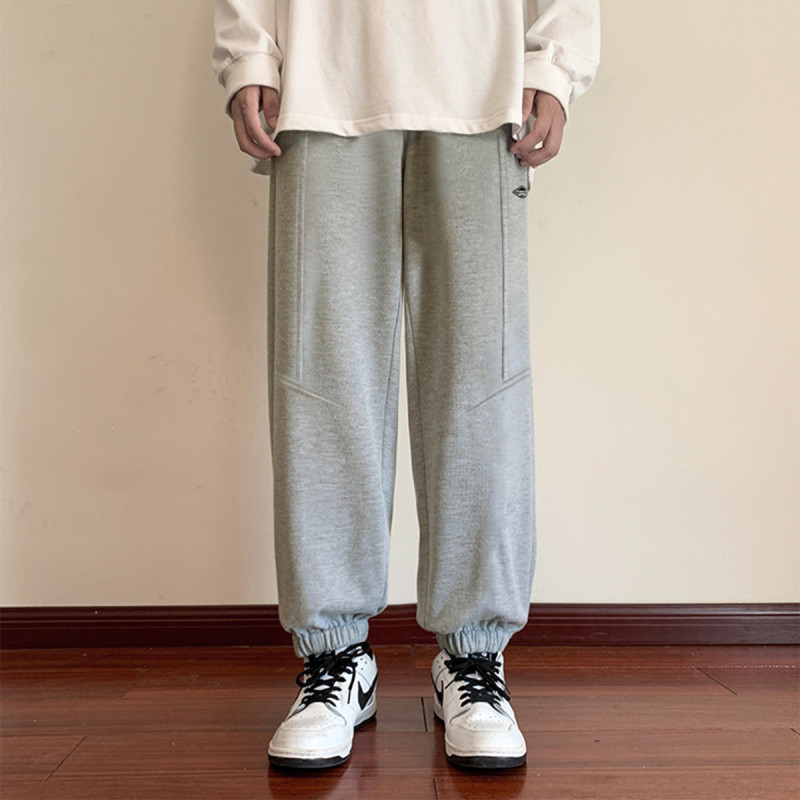 [1.5折价64元]唐狮休闲裤长裤男男针织侧边小标休闲束脚休闲长裤男休闲裤男裤