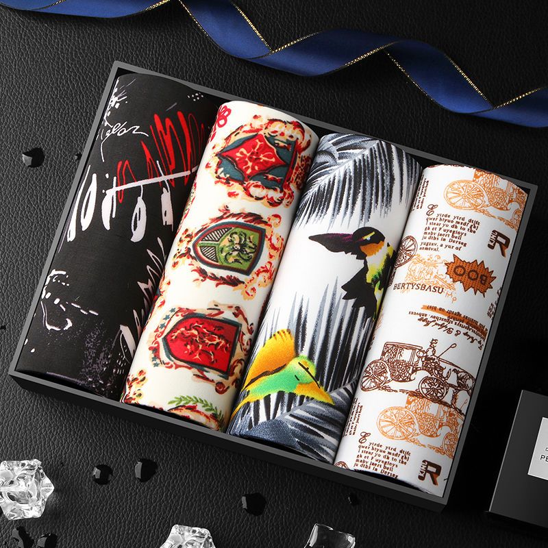 夏天冰丝内裤男士薄宽松大码平角裤青年个性裤衩潮韩版四角