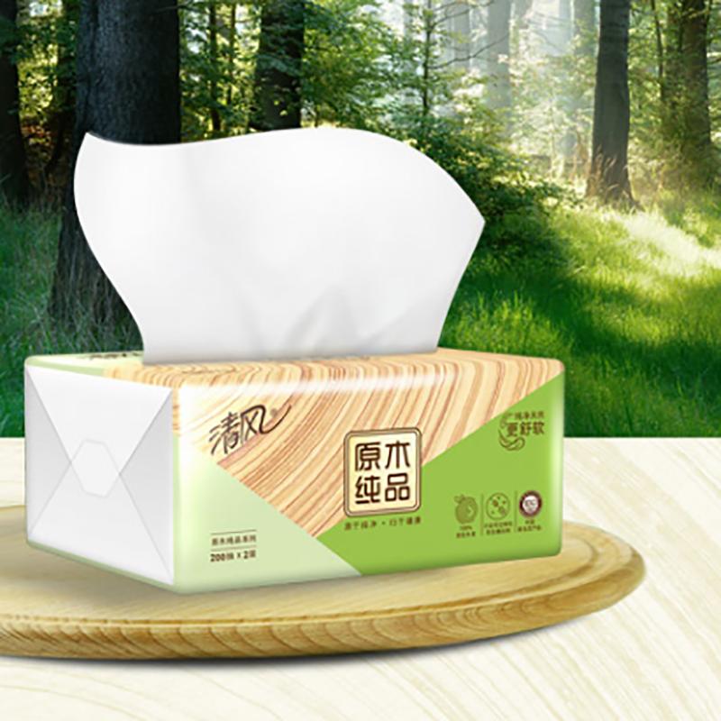 清风 抽纸 原木纯品纸巾 200抽*48包