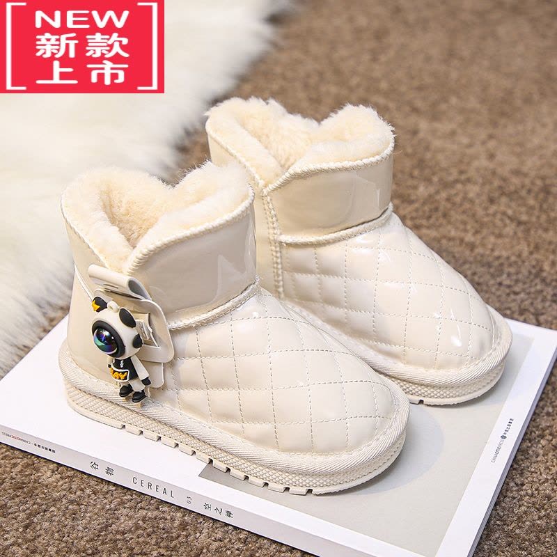 可莉允女童鞋白色雪地靴2022冬季新款女孩防滑靴子儿童加绒加厚大棉鞋子图片