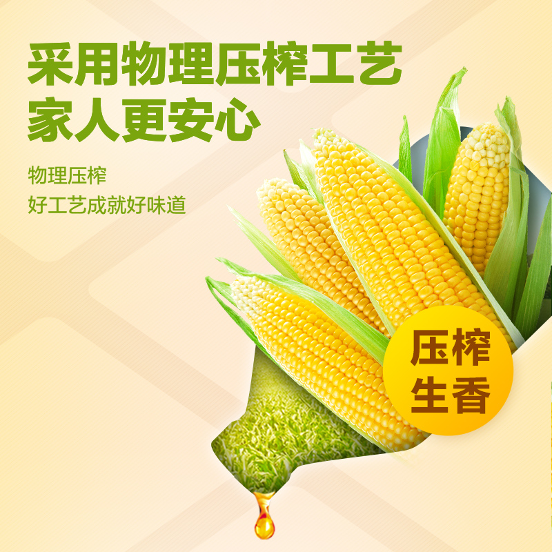 鲁花物理压榨非转基因香飘九州压榨玉米油 5L*1桶高清大图