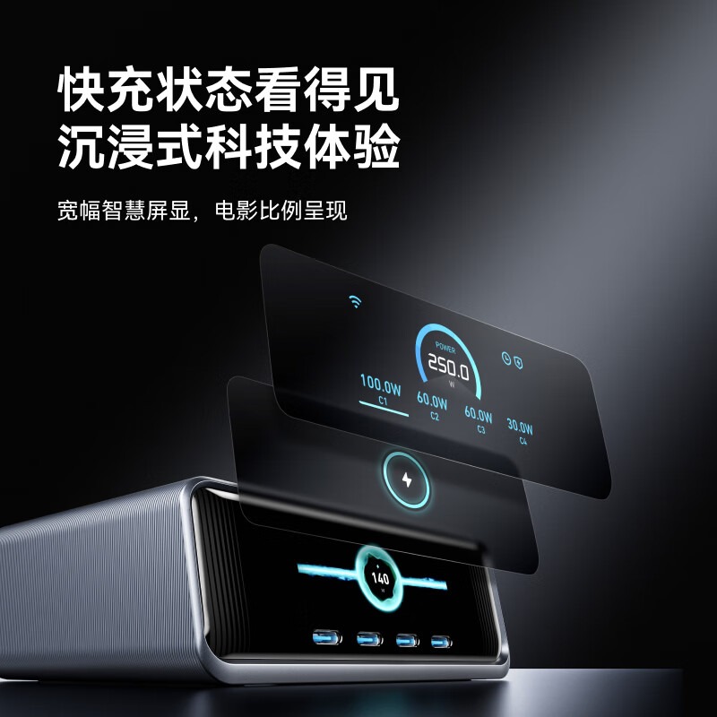 安克Anker智能屏显250W桌面多口氮化镓充电站PD快充A2345641高清大图