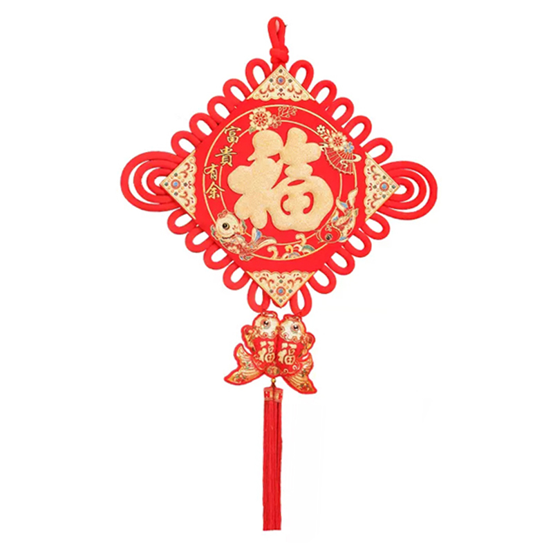 锦瑞星春节福字精品立体中国结挂件60#金福挂鱼/个高清大图