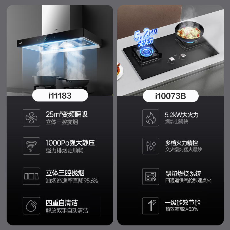 华帝(vatti)变频三腔·惊世S12+73B烟灶套餐25.5m³大吸力欧式抽油烟机5.2kW可调节燃气灶具(天然气))