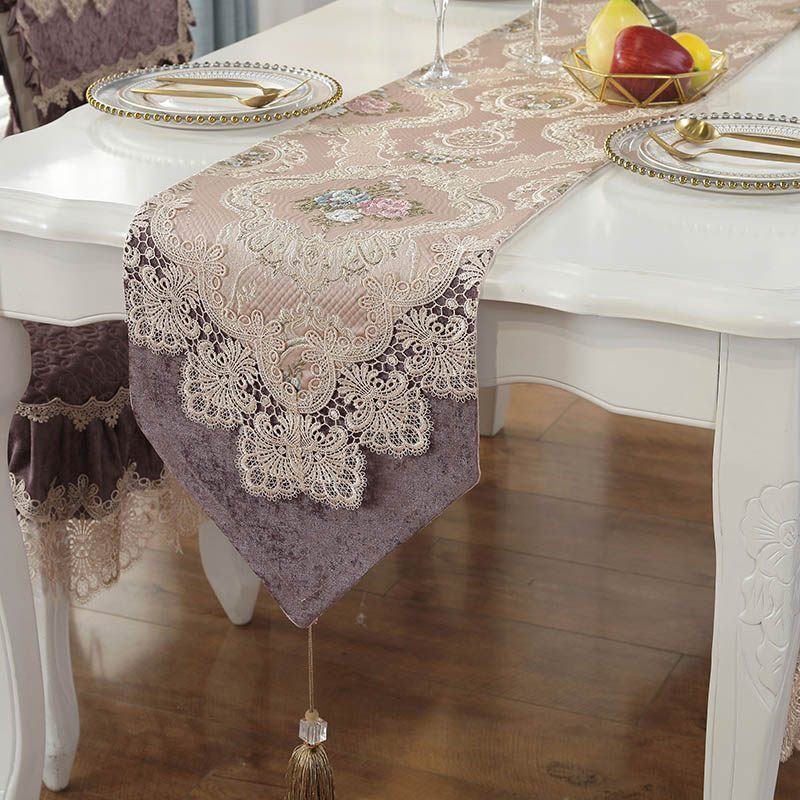 家柏饰(CORATED)现代简约轻美式欧式新中式餐桌布艺电视柜北欧床旗茶几桌旗布 清雅-香槟紫 33*225cm