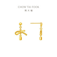 周大福蝴蝶结黄金耳饰耳钉女足金首饰生日礼物(工费:320计价)EOF1389七夕礼物