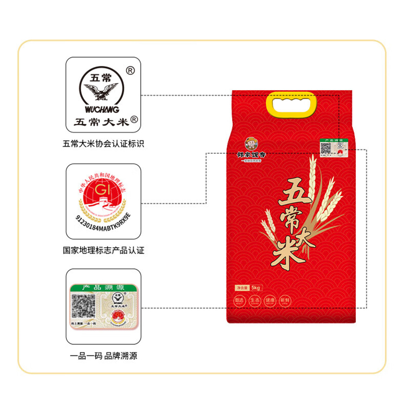 邻家饭香五常大米稻花香2号真空双层包装5kg*1袋LJFX133