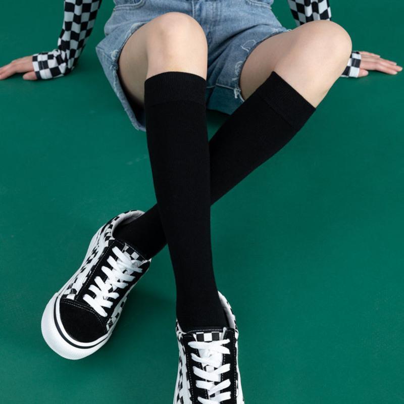 夏季日系jk小腿袜黑色长筒袜女版本 中筒及膝半高筒薄款ins街头潮