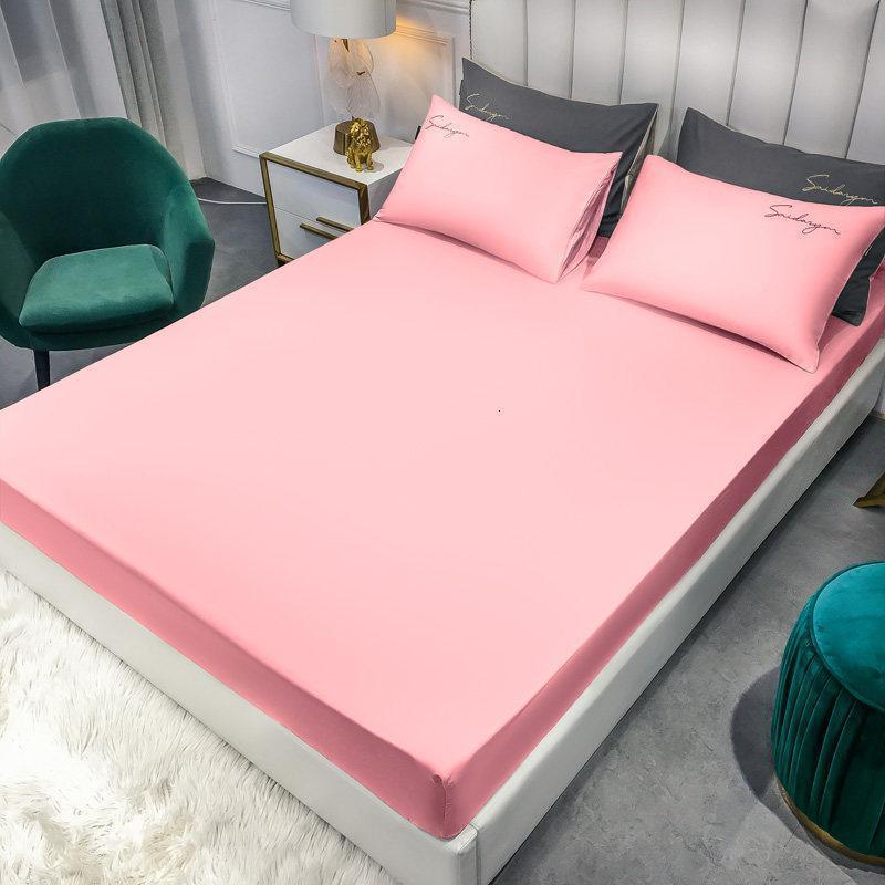 美帮汇全棉全棉床笠单件60S长绒棉1.5m床罩床垫保护套全包防尘罩 蓝米KF-(奶油粉)单床笠 180cmx200cm床