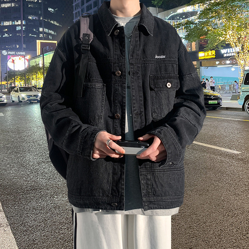 [1.5折价95元]唐狮男士牛仔外套男士外套外套男拼接牛仔外套男式外套牛仔外套男