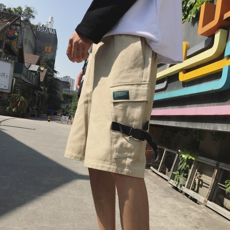 夏款男装2018夏款宽松时尚五分裤男士直筒工装休闲裤黑色运动短裤