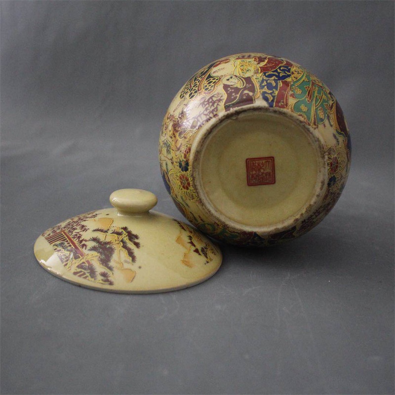 美帮汇景德镇仿古瓷器乾隆粉彩人物仕女图盖罐家居装饰摆件展柜收藏做旧高清大图