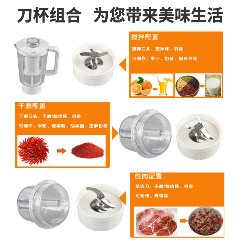 九阳(Joyoung)料理机家用多功能榨汁机搅拌机婴儿辅食榨汁杯三杯配置 碎冰研磨果汁机豆浆小米糊JYL-C020E高清大图