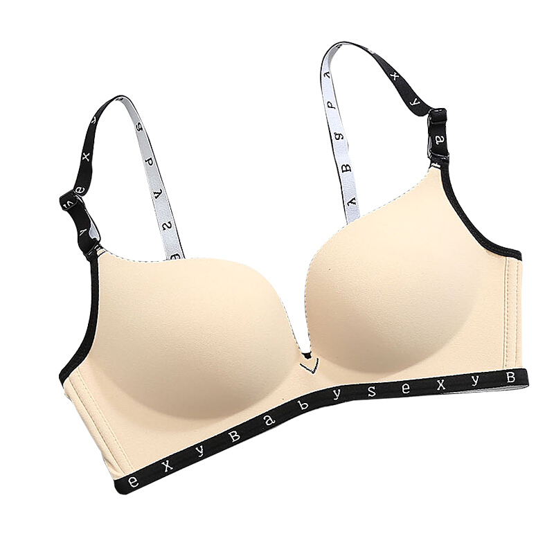 无钢圈无痕性感字母肩带拢文胸美女时尚小胸整型内衣套装