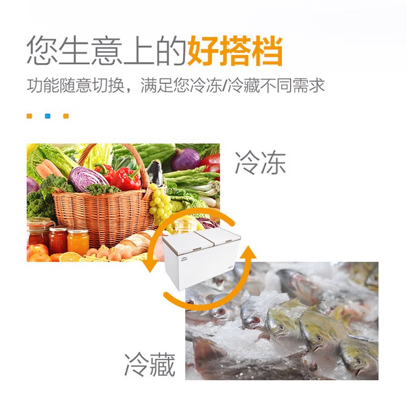 美的 423升 大容量家用冷柜 顶开门冷柜 冷藏冷冻转换柜节能 BD/BC-423DKEM(E)高清大图