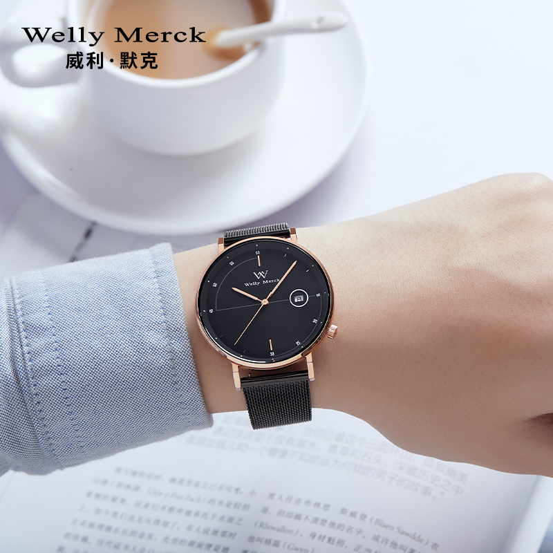 welly merck 威利默克男生手表时尚防水新款腕表男士正品石英学生男表WM004M
