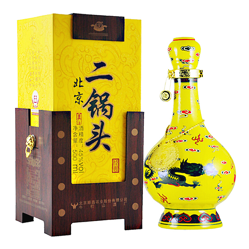 牛栏山二锅头 牛栏山经典黄龙 45度 清香型白酒 500ml*6瓶 整箱装
