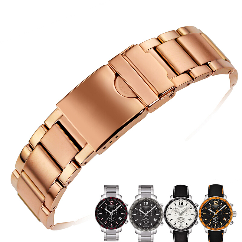 原装钢带适用于天梭1853钢表带时捷系列410417449a男士手表带精钢表链