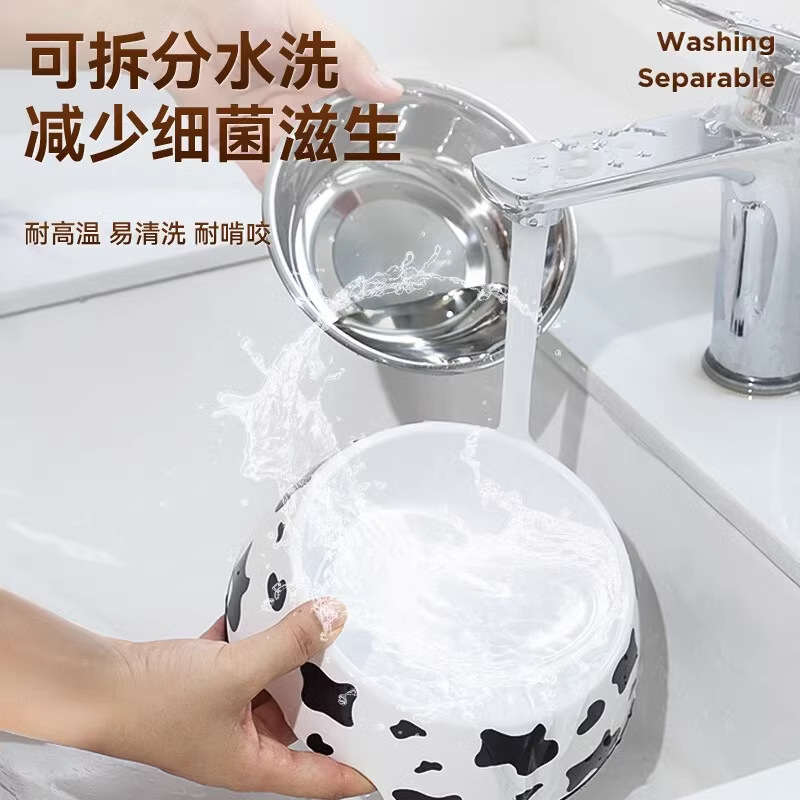 CCKO狗狗碗食盆防打翻猫咪喝水碗不锈钢猫粮碗宠物用品[升级304]双层彩色动物碗 L高清大图
