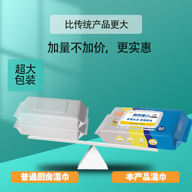 厨房湿巾去油污家用大包油烟机强力去油去污渍加大加厚湿纸巾