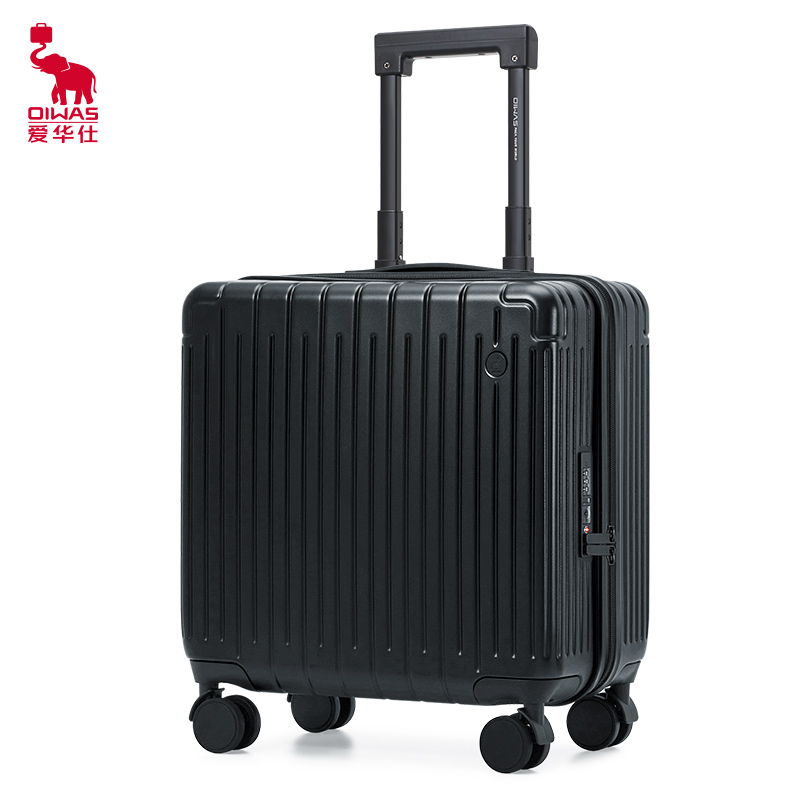 爱华仕行李箱男拉杆箱女登机箱万向轮18英寸旅行箱小型箱 OCX6669A-18黑色行李箱高清大图