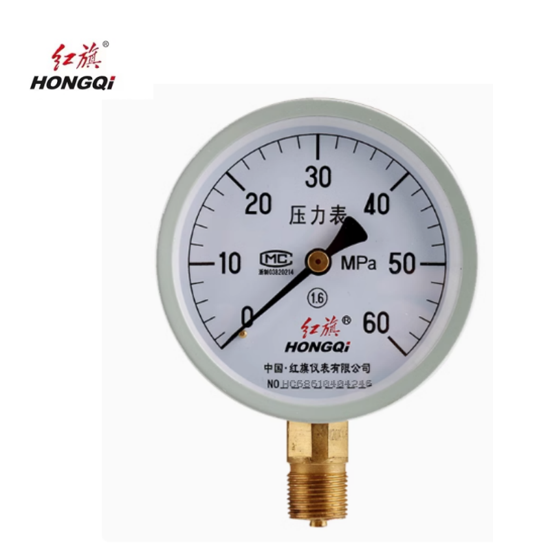 红旗 压力表定制检测款 Y100 0-60MPA 块高清大图
