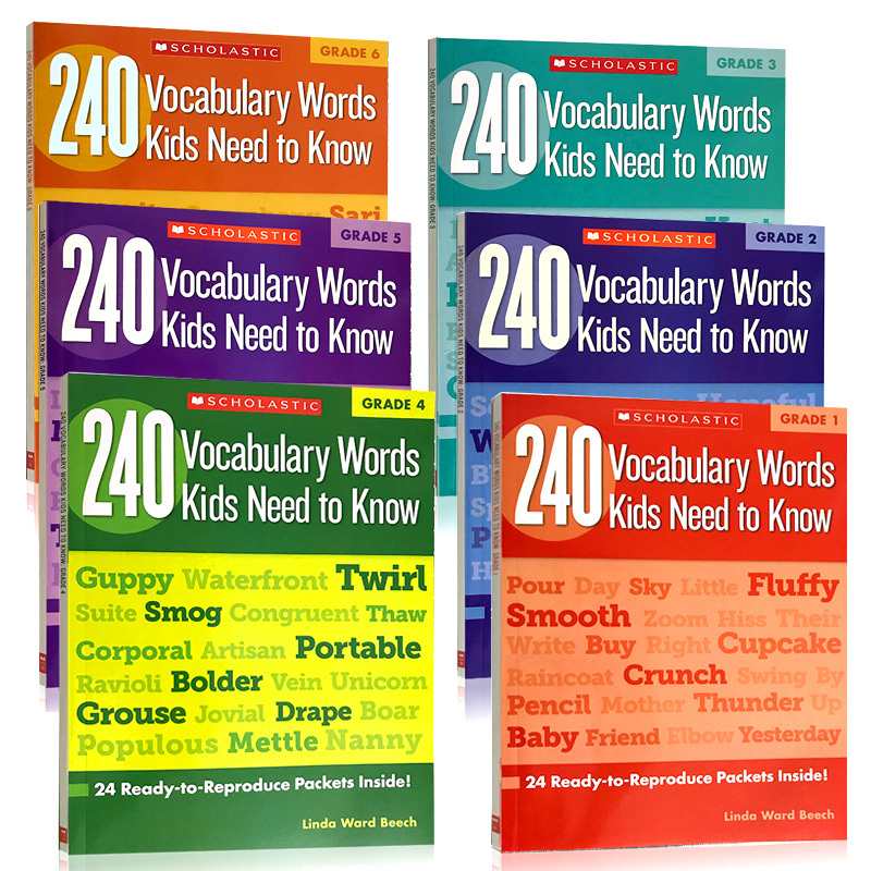1年级 [正版]学乐小学生英语词汇练习册1-6年级 英文原版 240 Vocabulary Words Kids Nee