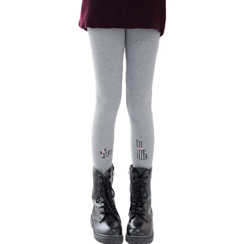 女童打底裤冬季加绒加厚儿童外穿长裤女孩洋气中大童秋冬灰色裤子