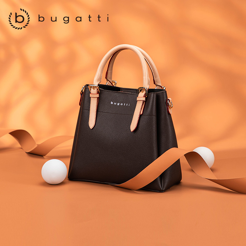 bugatti 德国轻奢品牌 新款女士棕色简约欧美风时尚手提包礼盒装斜跨包包妈妈款洋气质高级感女包