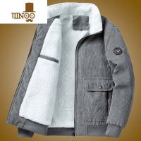 YANXU男士外套棉衣加绒加厚羔绒立毛领男装棉袄夹克宽松运动上衣