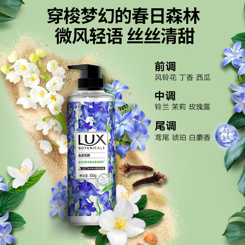力士植萃沐浴露持久留香身体果酸烟酰胺男女士官方正品-蓝风铃香550ml高清大图
