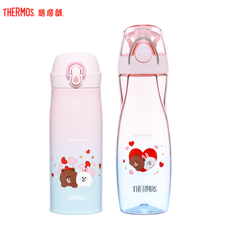膳魔师，膳魔師（THERMOS）随手杯 linefriends 500ml 朱一龙同款新品塑料杯卡通可爱便携水杯